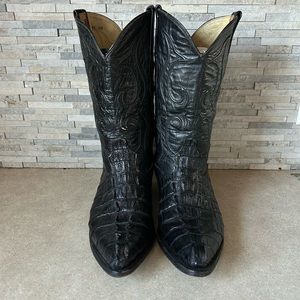 Los Altos Black Genuine Crocodile Leather Cowboy Boots